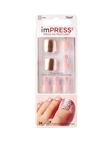 Rose métallisé BIPT015 – 24 faux ongles de pied imPRESS KISS