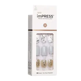 Faux ongles impress press-on manicure gris kim010c- kiss new york