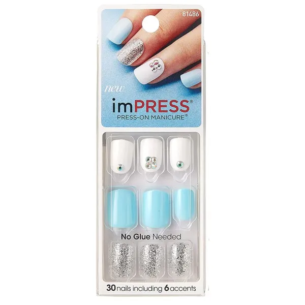 Faux ongles impress press-on manicure bleu ciel bipa060ce - kiss new york
