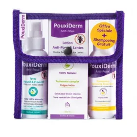 Pack Lotion Anti Poux + Spray Repulsif + Shampooing Apaisant gratuit -POUXIDERM