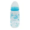 Biberon large en verre 240 ml bleu avec tétine en silicone 1 mois -bambini