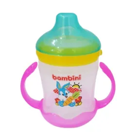 Tasse anse ascendant avec un bec silicone souple 210 ml rose-bambini