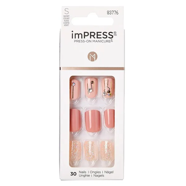 Faux ongles impress press-on manicure rose kim015c - kiss new york