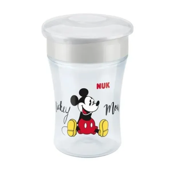 NUK Disney Mickey Mouse Magic Cup Tasse en silicone étanche sans BPA Gris 230 ml 