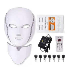 Masque de luminothérapie led photon 7 couleurs avec cou