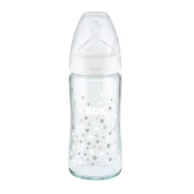 Biberon first choice+ en verre 0-6 mois 240 ml blanc- nuk