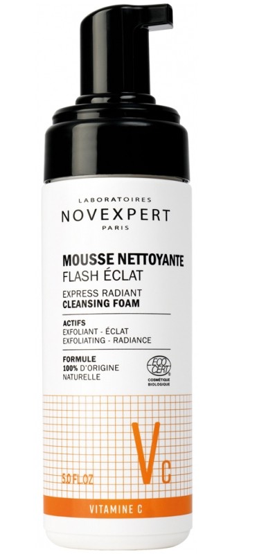 Mousse Nettoyante Flash Éclat  Nettoyant visage vitamine C – Novexpert