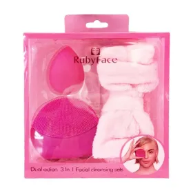 Coffret dual action 3 in 1 facial cleansing sets rose -ruby face