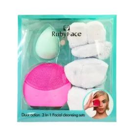 Coffret dual action 3 in 1 facial cleansing sets bleu -ruby face