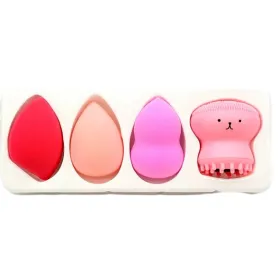 Coffret éponge donut worry be happy 3 éponge & brosse nettoyant visage rose- ruby face