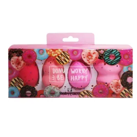 Coffret éponge donut worry be happy 3 éponge & brosse nettoyant visage rose- ruby face