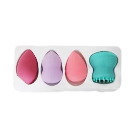 Coffret éponge donut worry be happy 3 éponge & brosse nettoyant visage bleu- ruby face