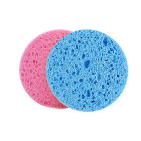 Éponge de cellulose pour démaquillage de forme rond rose & bleu -gii gumei