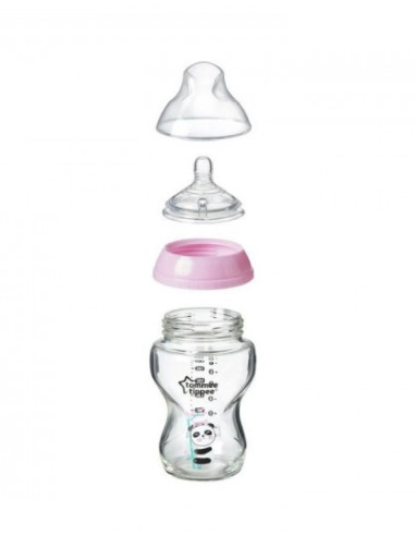 Biberon Closer to Nature en verre 250 ml rose 0 mois et + | Tommee Tippee