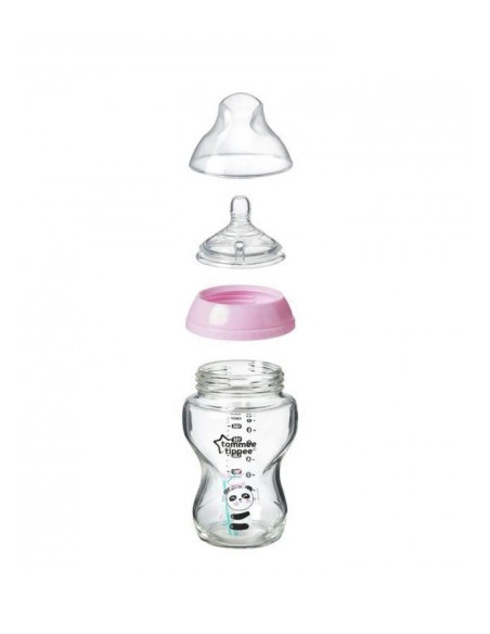 Biberon Closer to Nature en verre 250 ml rose 0 mois et + | Tommee Tippee