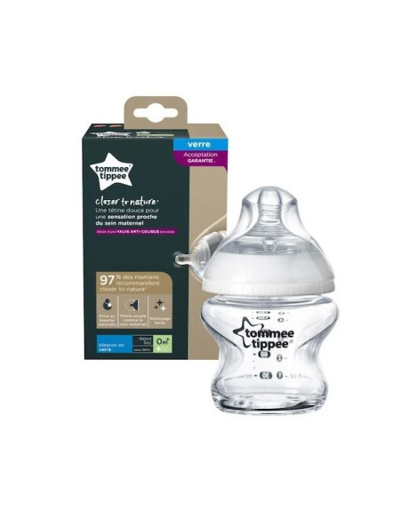 Biberon en Verre Blanc Closer to Nature 150 ml 0M+ -Tommee Tippee | co