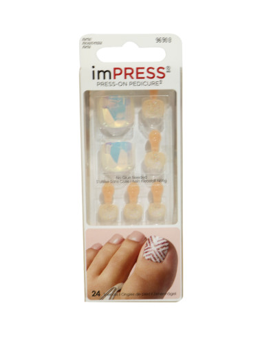 KISS imPRESS BIPT022X – 24 faux ongles de pied autocollants