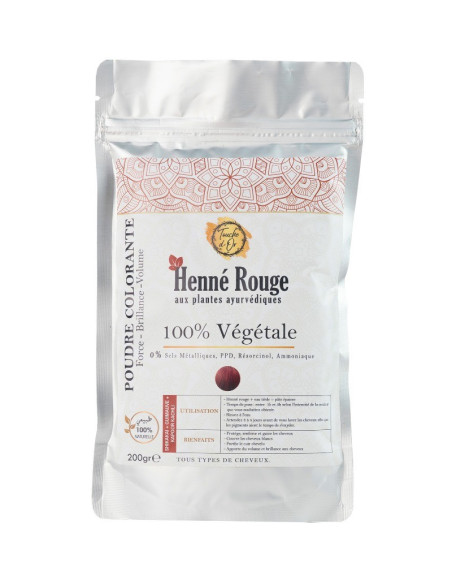 Henné rouge aux plantes ayurvédiques 200 g | Touche D’Or