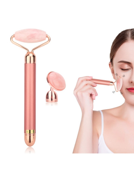 Rouleau de massage électrique 2 en 1 rose clair pour le visage