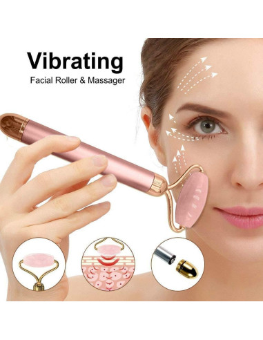 Rouleau de massage électrique 2 en 1 rose clair pour le visage