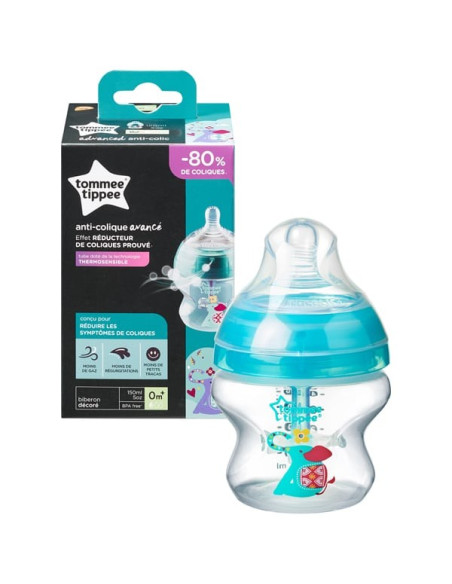 Biberon Advanced anti-colique éléphant turquoise 0m+ 150ml - Tommee ti