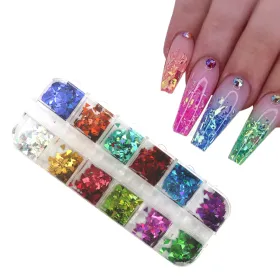 Paillettes de décoration pour les ongles, 12 couleurs mélangées 3D Triangle - Best Aoyasiyue