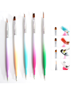 Lot de 5 pinceaux nail art et pour gel UV | cosmetique.tn
