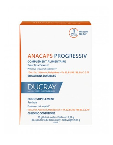 Ducray Anacaps Progressiv complément cheveux, 30 gélules