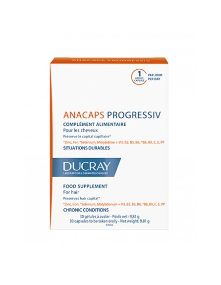 Ducray Anacaps Progressiv complément cheveux, 30 gélules