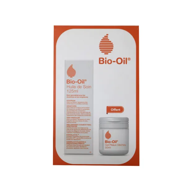 Coffret Huile Soin de la peau spécialisés 125ml + Gel peaux sèches gratuit - Bio oil