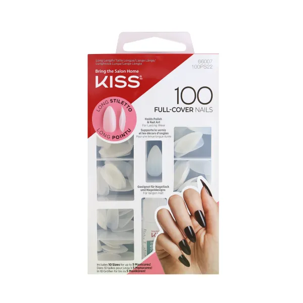 100 faux ongles full cover nails Long Stiletto - Kiss