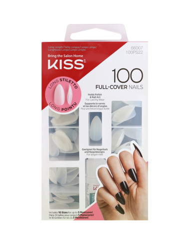 KISS Long Stiletto 100PS22 – 100 faux ongles avec colle