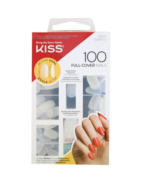 KISS Active Oval 100PS13 – 100 faux ongles Full Cover à coller