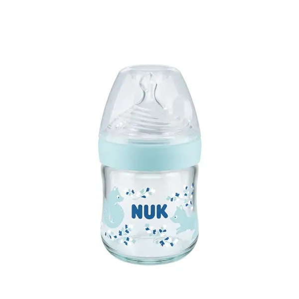 Biberon en verre Nature Sense avec Temperature Control 120 ml Bleu - Nuk