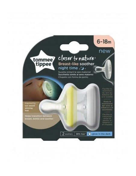 2 sucettes Breast-like Nuit 6-18 mois | Tommee Tippee