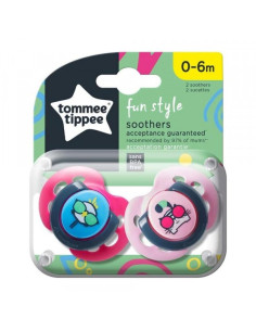 2 sucettes fun style rose 0-6m - Tommee tippee