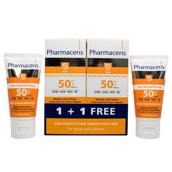 S sun broad spectrum protection cream spf50+ 50ml + 1 gratuit - Pharmaceris