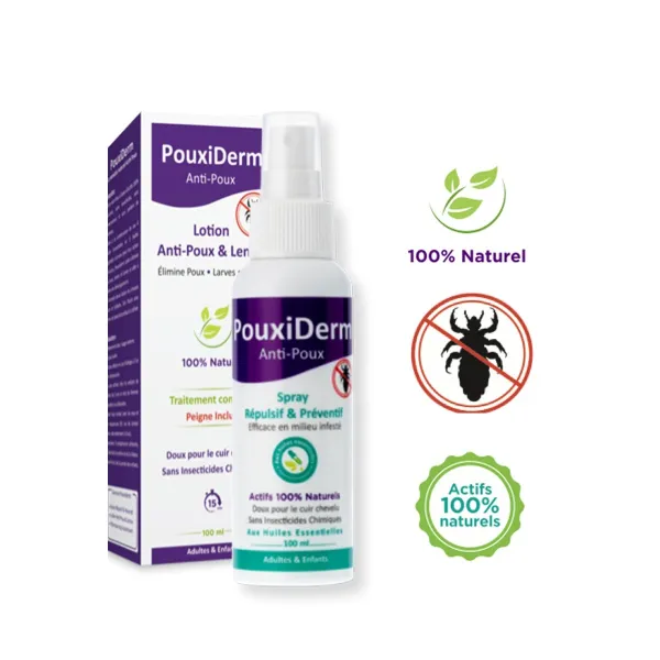 Pouxiderm spray repulsif & preventif anti-poux 100ml - Inoderma