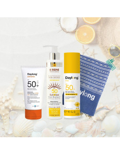 Pack Ecran extrême spf50+ 50ml & Lait solaire kids spf50+ 150ml & Ecran protecteur pour cheveux 200ml & Fouta Daylong gratuit