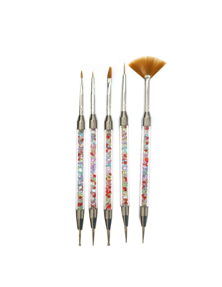 Lot de 5 pinceaux nail art et pour gel UV | cosmetique.tn