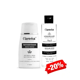 Pack gel éclaircissant zones intimes + Lotion micellaire 3en1 - Clarenia
