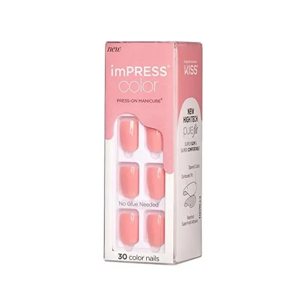 Faux ongles impress press-on manicure pretty pink kimc003c - kiss new york