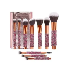 Pinceaux de maquillage professionnel 10pcs, Pinceau Diamant + Trousse