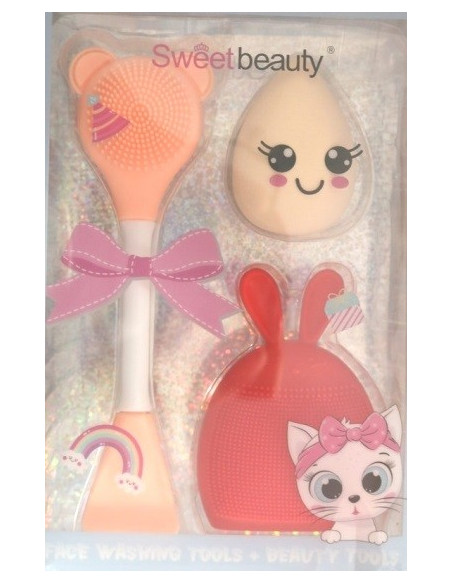 Coffret face washing tools + beauty tools saumon - Sweet Beauty