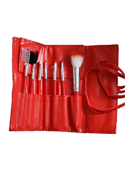 Trousse 7 pinceaux maquillage rouge | cosmetique.tn