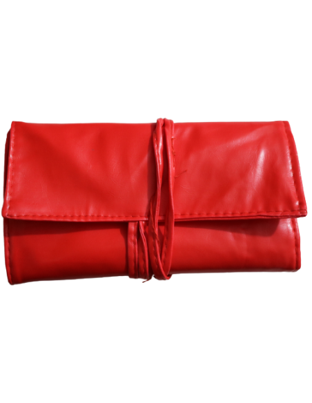 Trousse 12 pinceaux maquillage cuir rouge | cosmetique.tn