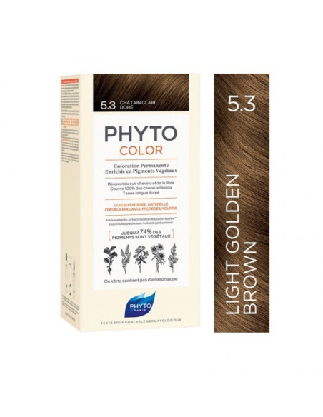 Kit de coloration permanente enrichie en pigments végétaux 5.3 châtain