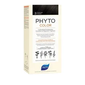 Kit de coloration permanente enrichie en pigments végétaux 3 châtain foncé - Phytocolor