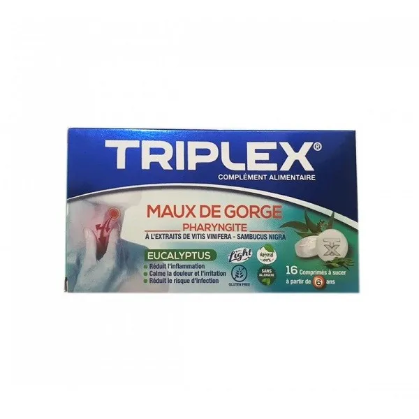 Triplex maux de gorge eucalyptus 16 comprimes - L'envol pharma