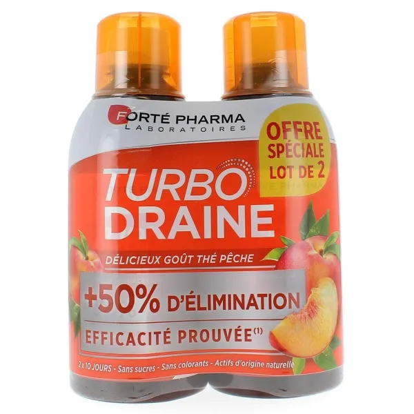 Turbo draine goût pêche 2X500ml - Forte Pharma